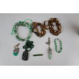 Collection of jade jewellery etc