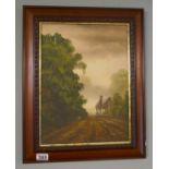 Oil on canvas - 2 walking horses by Robert Ixer - Approx IS: 29cm x 40cm