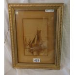 Antique boat picture by Stanley L Wood - Approx. image size 14cm x 22cm