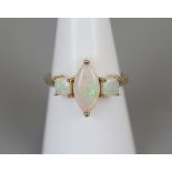 Gold 3 stone opal ring - Size O