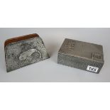 Repousse pewter jewellery box and letter rack