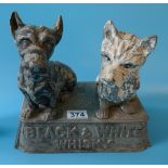 Metal "Black and White Whisky" dogs advertising figure - Approx height 25cm