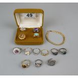 Collection of  jewellery mostly rings to include silver