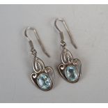 Pair of silver & blue topaz earrings