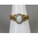 18ct gold diamond & opal cluster ring - Size O½