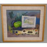 Anthony Baynes oil on canvas abstract still life - Approx IS: 31cm x 26cm