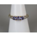 Gold tanzanite & diamond ring - Size N