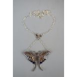 Silver & enamel butterfly pendant on chain