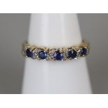 Gold sapphire & diamond set ring - Size N