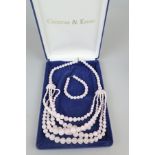Camrose and Kross rose quartz 4 row necklace and bracelet set