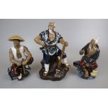 3 oriental clay figures