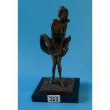 Marilyn style bronze figure on marble base