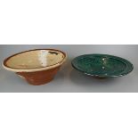 Salt glaze slipware bowl and another