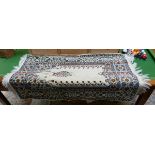 Small ornate silk rug - Approx size: 115cm x 67cm