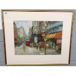 Oil street scene indistinct signiatue - Approx IS: 49cm x 36cm