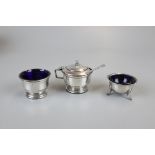 Collection of hallmarked silver condiment items two with original cobalt blue liners - Approx.
