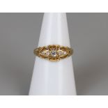 18ct gold antique 5 stone diamond set ring - Size M½