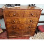Victorian burr walnut chest of 2 over 3 draws approx size W w113 D 55 cm H 115 cm