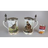 Pair of Franklin Mint beer steins by Basil Ede