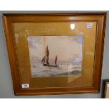 Watercolour by F Grayson - Nautical scene - IS: 27cm x 22cm