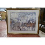 Watercolour - Cattle by Michael Lawrence Cadman - IS: 50cm x 37cm