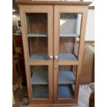 Small pine glazed cabinet - Approx. size W: 73cm D: 41cm H: 127cm