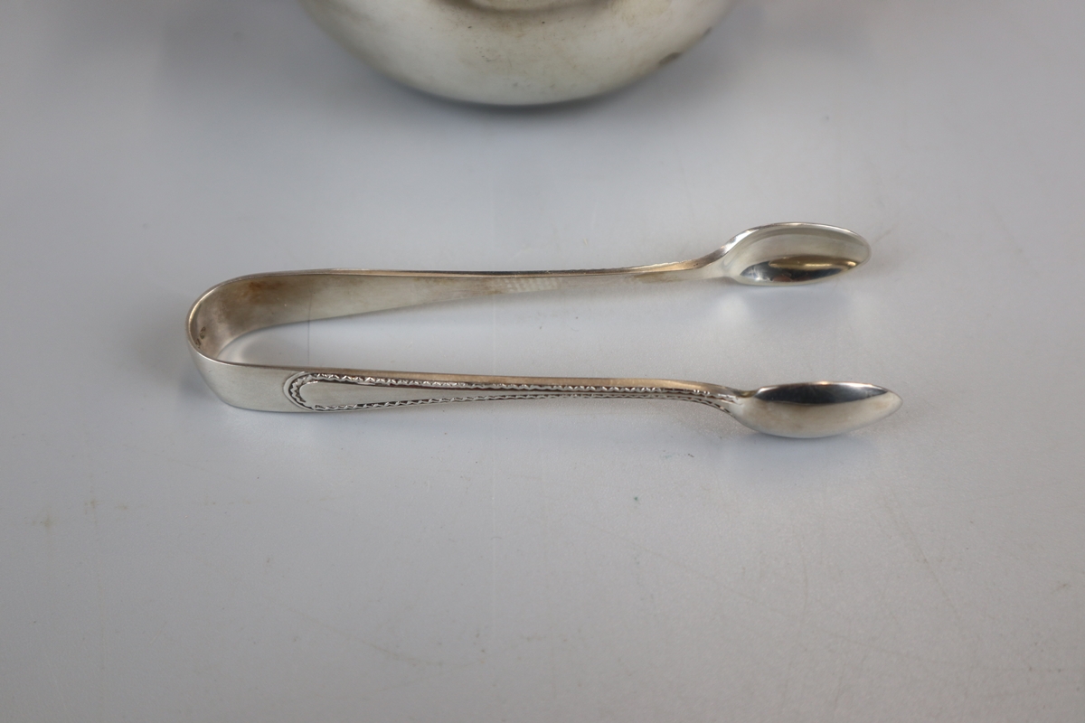 Hallmarked silver sugar bowl and tongs - Approx. weight: 181g - Bild 3 aus 5