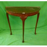 Mahogany demi-lune pie crust table on cabriole legs