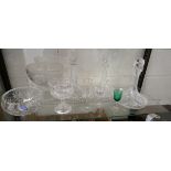 Collection of glass to include crystal and 3 ships decanters