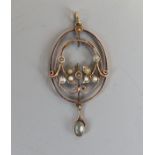 Antique gold seed pearl set pendant