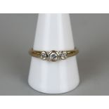Gold 3 stone diamond ring - Size T½