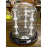 Glass domed display case with wooden base - Approx. height: 33cm