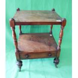 Mahogany 2 tier buffet stand on castors - Approx. size W: 47cm D: 41cm H: 64cm