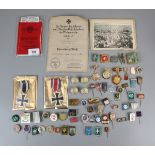 Collection of militaria to include buttons, medals, Russian passport etc.