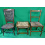 A bergere chair, stool and another chair