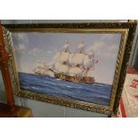 Nautical print in ornate gilt frame - IS 74cm x 49cm