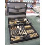 Cased canteen of gold plated cutlery