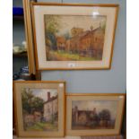 3 watercolours of Hampton in Arden by William H Perks