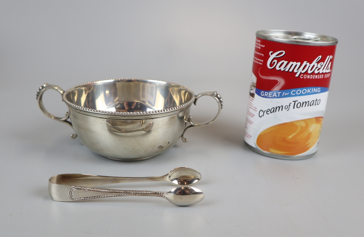 Hallmarked silver sugar bowl and tongs - Approx. weight: 181g - Bild 2 aus 5