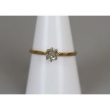 18ct gold diamond solitaire ring - Size P