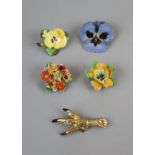 Collection of brooches to include Staffordshire