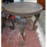Late 19th century Anglo-Indian carved elephant leg table - Approx. size D: 73cm H: 65cm