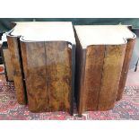 Pair of burr walnut corner cabinets upcycled using antique piano lids - Approx. size W: 75cm D: 59cm