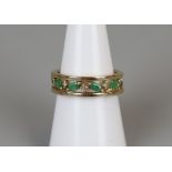 Gold emerald and diamond set ring - Size N½