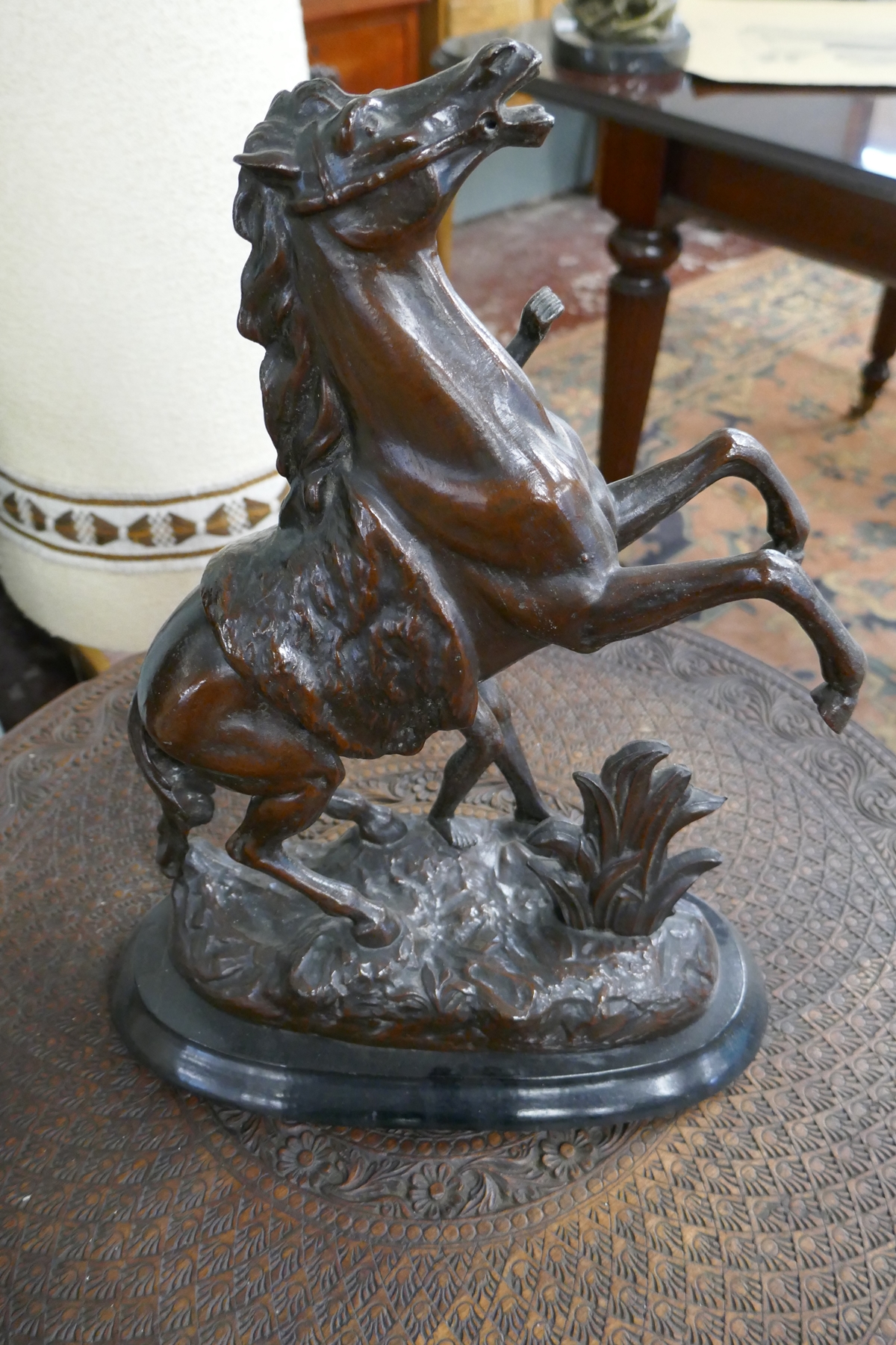 Metal figure of man and rearing horse - Approx. height: 43cm - Bild 4 aus 5