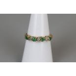 Gold emerald and diamond set ring - Size N