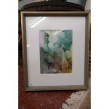 Watercolour - Abstract Lady by Michael Lawrence Cadman - IS: 25cm x 33cm