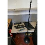 Collection of music stands to include microphone stands