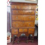 Antique walnut chest on stand - Approx. size W: 101cm D: 53cm H: 166cm