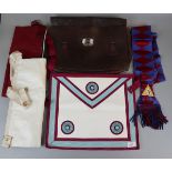 Collection of Masonic regalia in leather case